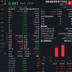 大型IPO“抽血”市场AH芯片半导体蓄势回调！规模最大港股通信息技术ETF华宝（159131）冲高回落跌1.51%